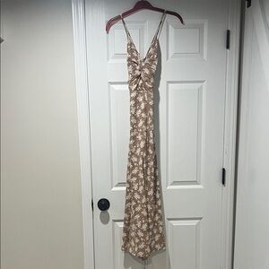 Lulu's Brown Floral Midi Dress